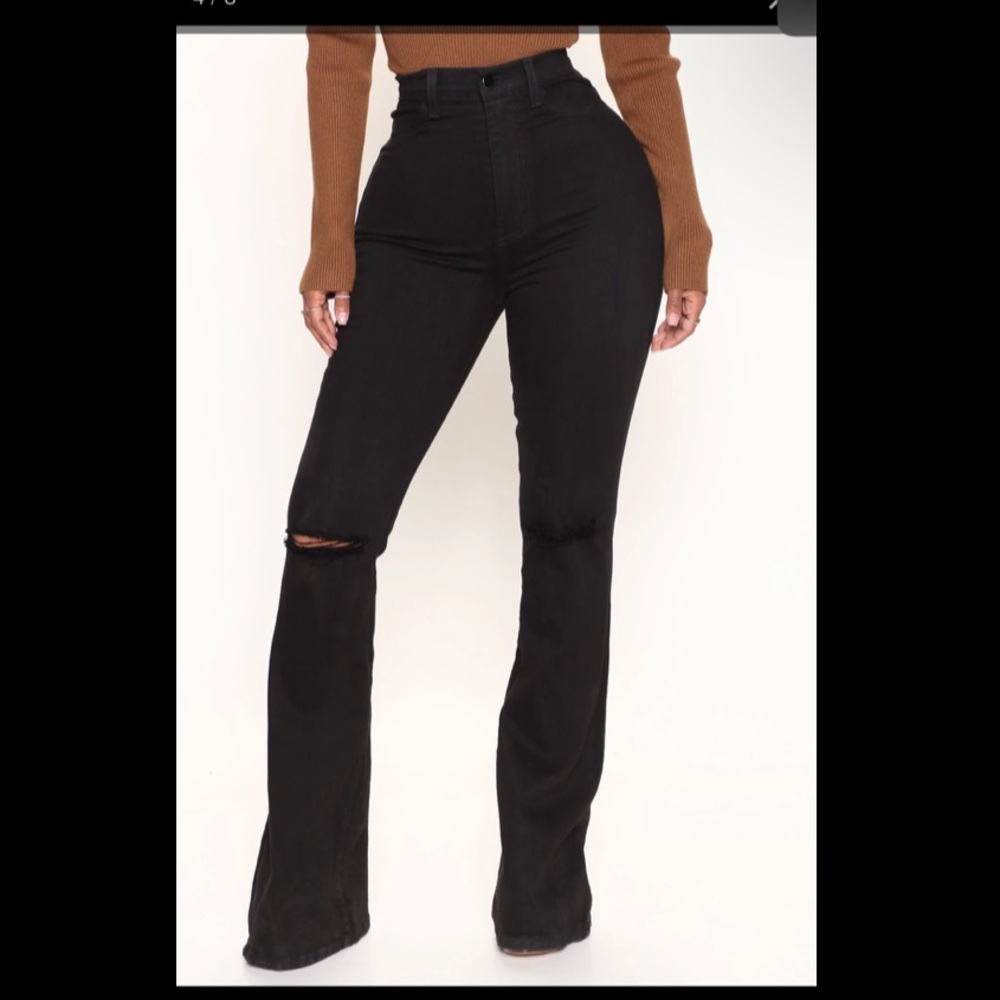 Here to Stay flare jeans from Fashion Nova in size 13 and 14 plus.